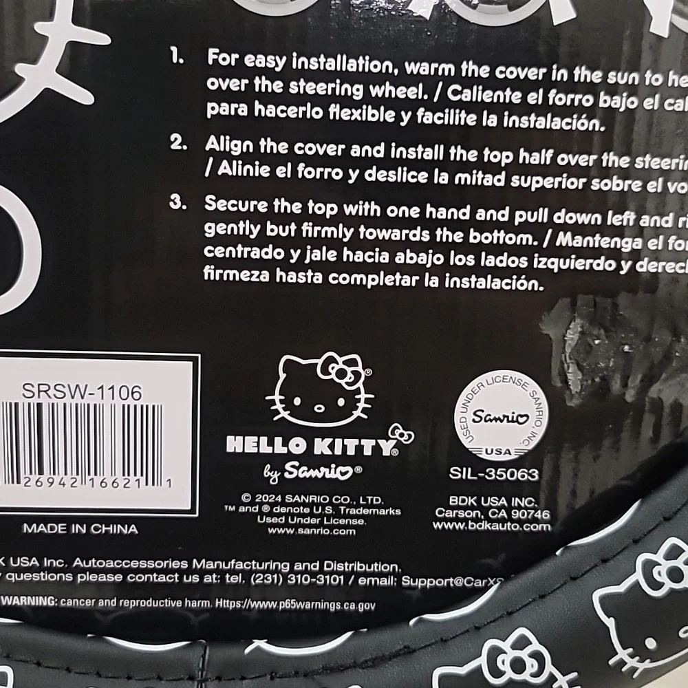 đź–¤Sanrio Hello Kitty Black and White Steering Wheel Coverđź–¤ - Picture 7 of 7